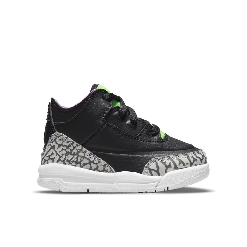 Air Jordan 3 Retro SE (TD) 'Electric Green' - Black/Violet Shock