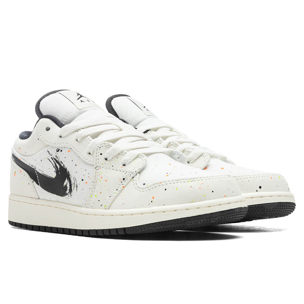 Air Jordan 1 Low SE (GS) 'Paint Splatter' - Sail/Black/Total Orange
