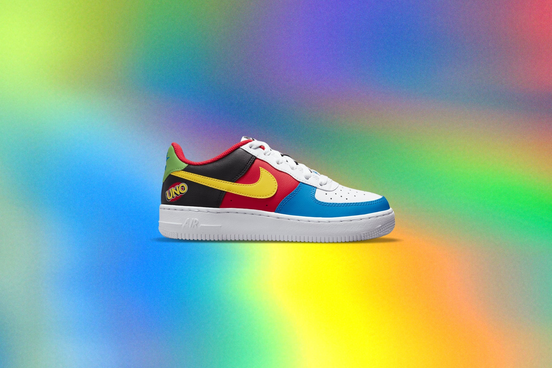 Nike x UNO Air Force 1 LV8 (GS) - White/Yellow Zest/University Red