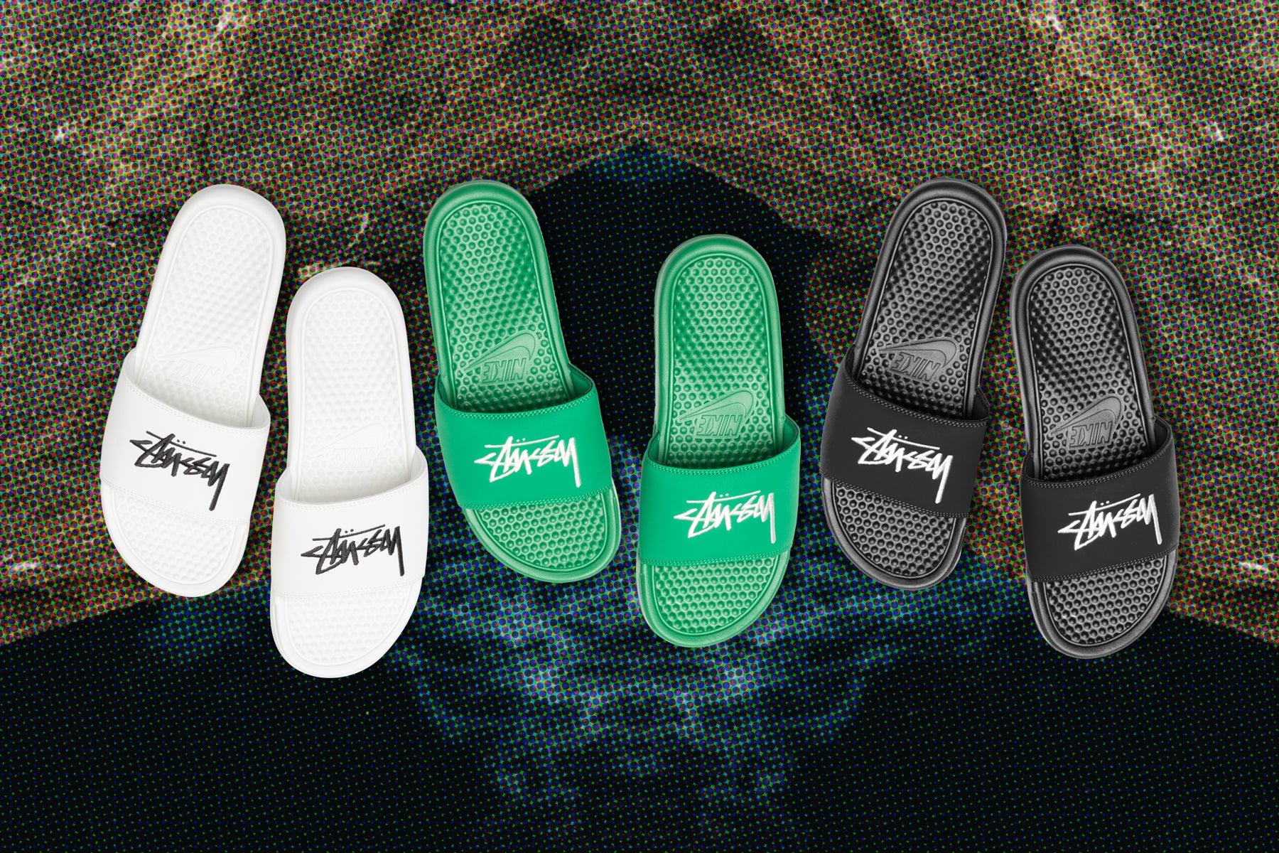 Nike x Stussy Benassi - Pine Green/Sail